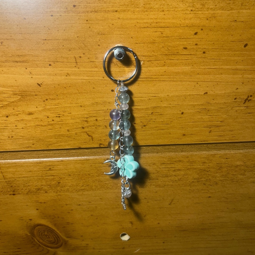 Beaded Keychain with Moon Charm